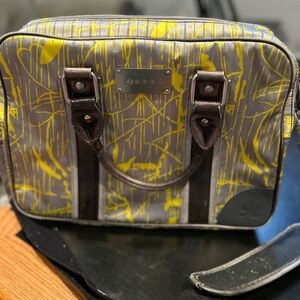 Abbi New York Carrie Print Tote, Gray & Yellow
